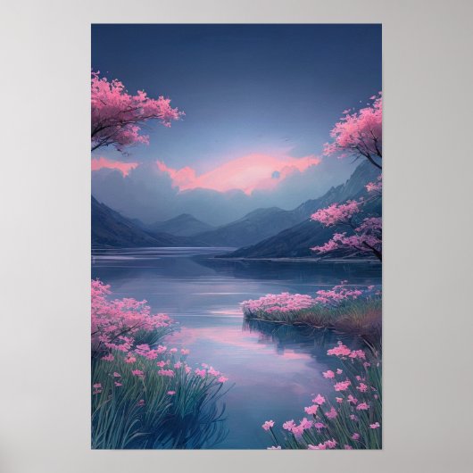 De zachte stroom van een rustige rivier poster (Voorkant)