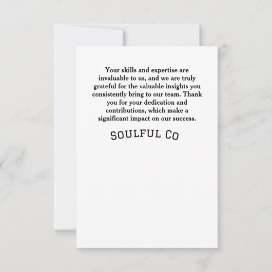 De zaken danken u, Bedrijf dank u Bedankkaart (Achterkant)