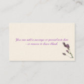 De zaken van de lavender, sparen de Datum, of het  Visitekaartje (Achterkant)