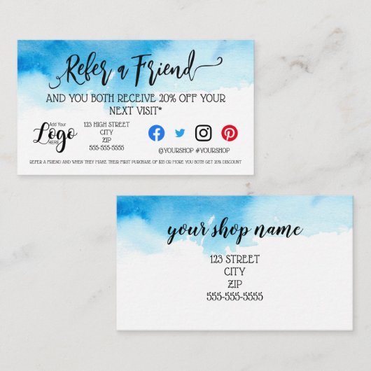 De zaken verwijzen een verkoop van de vriendschapp aanbevelingskaartje (Voorkant / Achterkant)