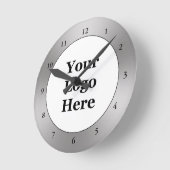 De zaken Zwarte Witte Borstelmetaal kijken Uw Logo Ronde Klok (Hoek)