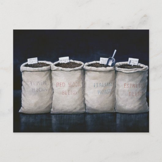 De Zakken 1990 van de koffie Briefkaart (Voorkant)