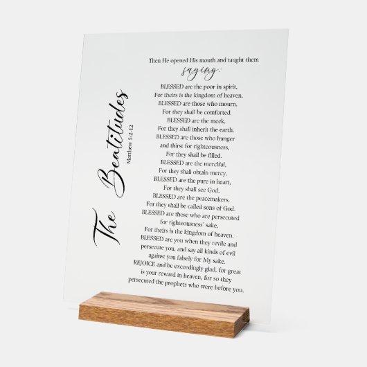 De zaligheden Matteüs 5:2-12 Bijbelgeschrift Acryl Bord (Hoek)