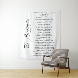 De zaligheden Matteüs 5:2-12 Bijbelgeschrift Wandkleed