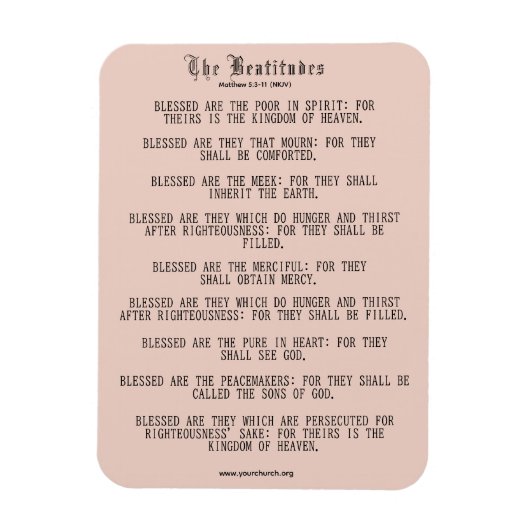 De zaligheden Matteüs 5:3-11 NKJV Magneet (Verticaal)