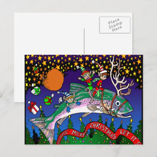 De Zalm van Kerstmis Feestdagenkaart (Voorkant / Achterkant)