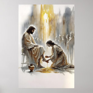 De zalving te Bethanië Maria en de geurstof Lent Poster
