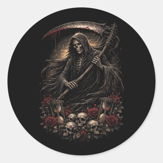 De Zandloper van de Oogster Ronde Sticker (Voorkant)