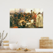 De Zaporozhian-kozakken van Ilya Yefimovich Repin Poster (Keuken)