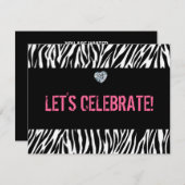 de zebra drukt elke leeftijd af; verjaardag kaart (Voorkant / Achterkant)