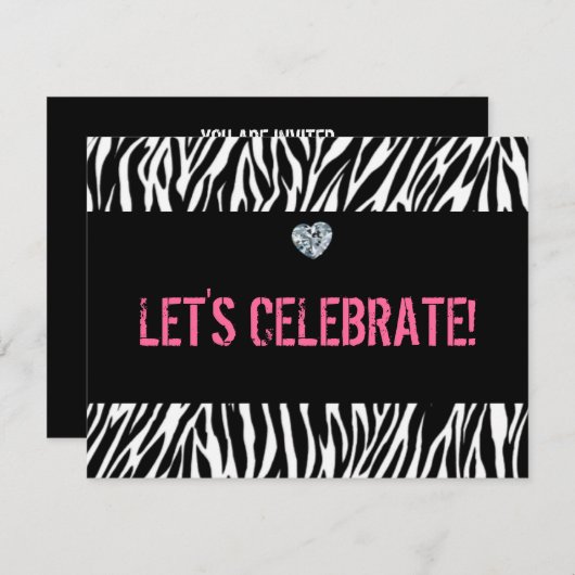 de zebra drukt elke leeftijd af; verjaardag kaart (Voorkant / Achterkant)