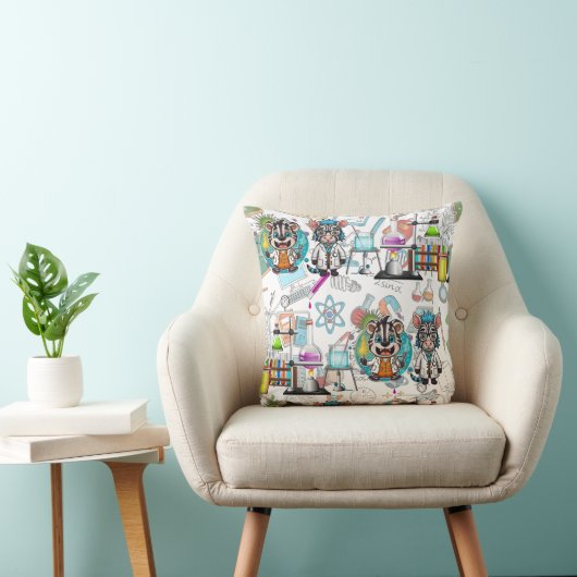 De Zebra Mad Scientist Print Kussen (Stoel)