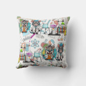 De Zebra Mad Scientist Print Kussen (Achterkant)