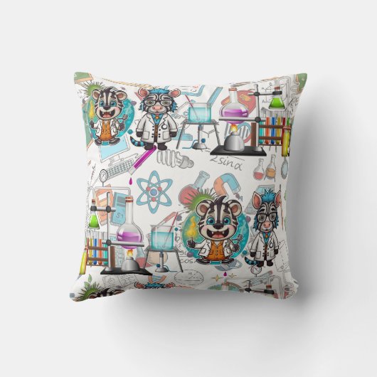 De Zebra Mad Scientist Print Kussen (Achterkant)