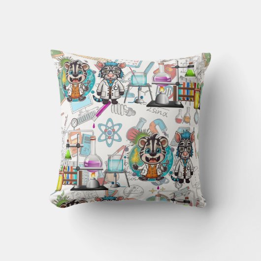 De Zebra Mad Scientist Print Kussen (Voorkant)