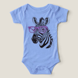 De Zebra met roze bril (blauw)