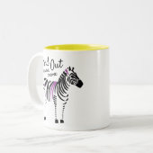 De zebra stand uit van het Gewas Citaat Tweekleurige Koffiemok (Voorkant links)