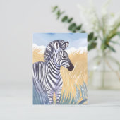 De Zebra | Waterverf Safari Animal Natuur Briefkaart (Staand voorkant)