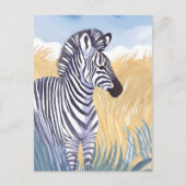 De Zebra | Waterverf Safari Animal Natuur Briefkaart (Voorkant)