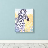 De Zebra | Waterverf Safari Animal Natuur Canvas Afdruk (Insitu (Houten vloer))