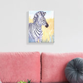 De Zebra | Waterverf Safari Animal Natuur Canvas Afdruk (Insitu (Woonkamer))