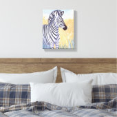De Zebra | Waterverf Safari Animal Natuur Canvas Afdruk (Insitu (Slaapkamer))