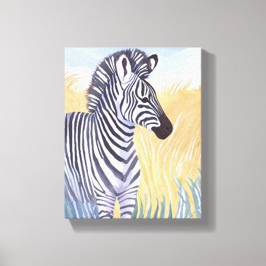 De zebra | Waterverf safari dier natuur Canvas Afdruk (Voorkant)