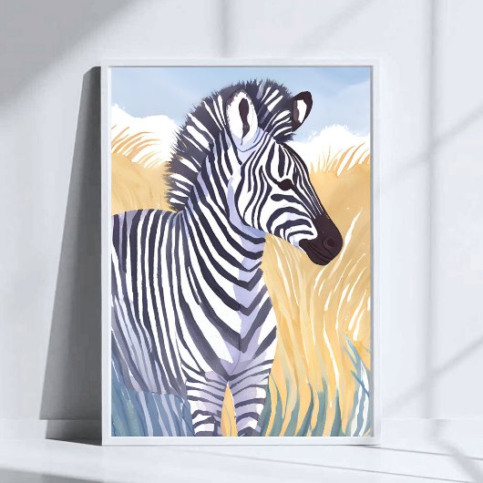 De zebra | Waterverf safari dier natuur Poster
