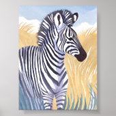 De zebra | Waterverf safari dier natuur Poster (Voorkant)