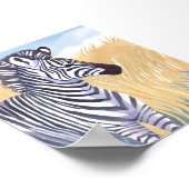 De zebra | Waterverf safari dier natuur Poster (Hoek)