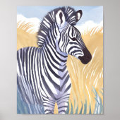 De zebra | Waterverf safari dier natuur Poster (Voorkant)