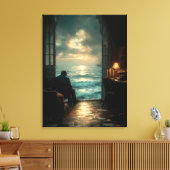 De zee achter zijn stilte canvas afdruk (Insitu (Woonkamer))