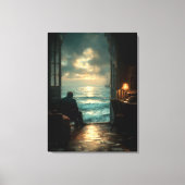 De zee achter zijn stilte canvas afdruk (Voorkant)