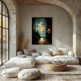 De zee achter zijn stilte canvas afdruk