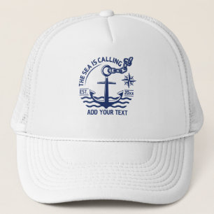 De Zee Roept Aangepaste Nautilus Anker Blauw Trucker Pet