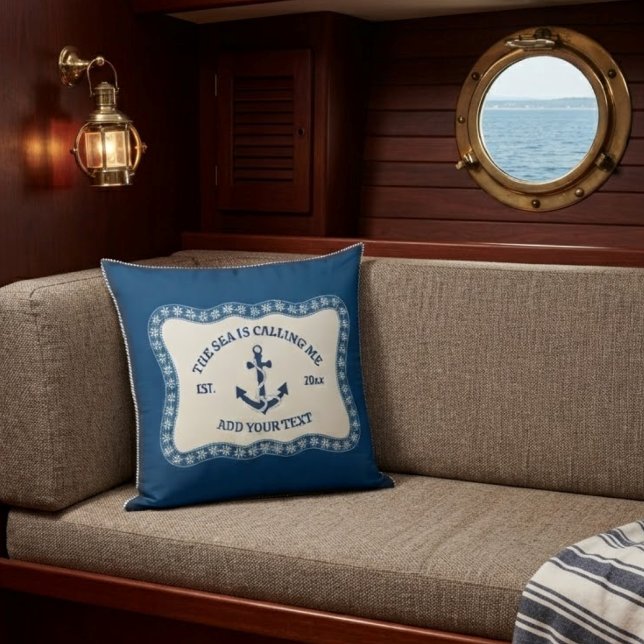 De Zee Roept Me Gepersonaliseerd Strandhuis Kussen (Creator heeft geüpload)