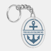 De Zee Roept Me Nautilus Marine Blauwe Anker Sleutelhanger (Voorkant Links)
