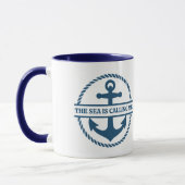 De Zee Roept Me Nautilus Marineblauwe Anker Mok (Links)