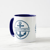 De Zee Roept Me Nautilus Marineblauwe Anker Mok (Voorkant links)