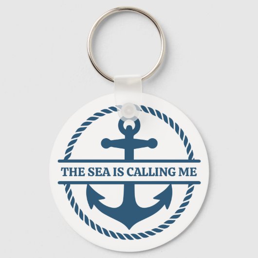 De Zee Roept Me Nautilus Marineblauwe Anker Sleutelhanger (Voorkant)