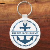 De Zee Roept Me Nautilus Marineblauwe Anker Sleutelhanger (Voorkant)