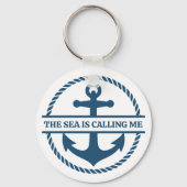 De Zee Roept Me Nautilus Marineblauwe Anker Sleutelhanger (Achterkant)