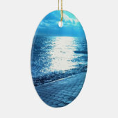 De Zee Shore, Serenity Blue Natuur Foto Keramisch Ornament (Rechts)