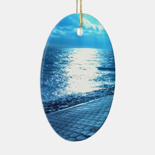 De Zee Shore, Serenity Blue Natuur Foto Keramisch Ornament (Rechts)