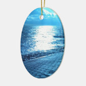 De Zee Shore, Serenity Blue Natuur Foto Keramisch Ornament (Links)