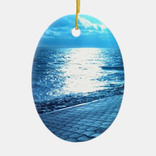 De Zee Shore, Serenity Blue Natuur Foto Keramisch Ornament (Voorkant)