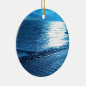 De Zee Shore, Serenity Blue Natuur Foto Keramisch Ornament (Rechts)