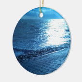 De Zee Shore, Serenity Blue Natuur Foto Keramisch Ornament (Links)