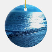 De Zee Shore, Serenity Blue Natuur Foto Keramisch Ornament (Achterkant)
