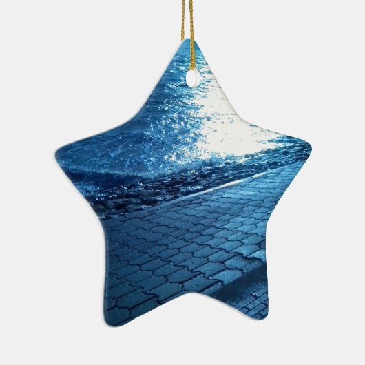 De Zee Shore, Serenity Blue Natuur Foto Keramisch Ornament (Rechts)